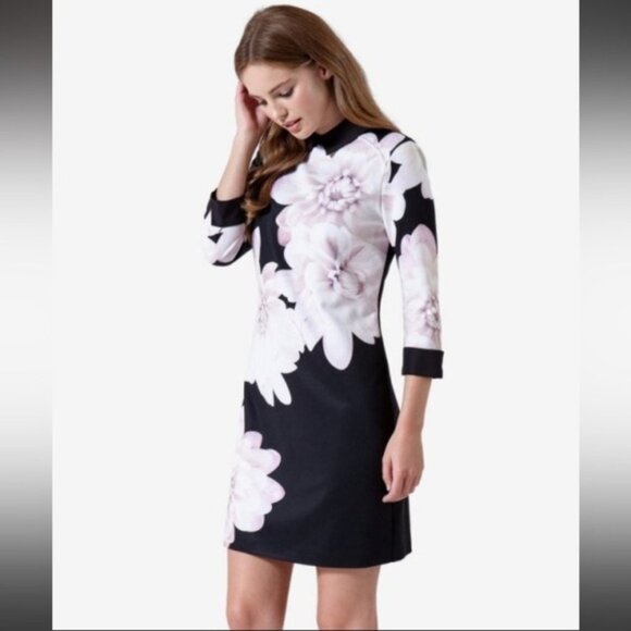 Ted Baker Kida long sleeve collared floral mini dress size 2 - Picture 8 of 9